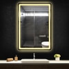 Modern Rectangular LED Mirror Black Stainless Steel Frame with Shelving