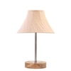 Devansh Off-White Cotton Vintage Straight Pleated   Lamp With Natural  Wood Base  & Steel Pipe  (12X19)