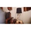 Flex Beige Wooden Table Lamp with Black Fabric Lampshade