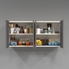 4 Door Mirror Glossy Triple Layered Uv Resistant Handless Cabinet In Grey Finish