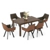 Atlas Solid Wood 6 Seater Compact Dining Table In Danish Walnut Finish With set of 6 Casey Swivel Dining Chair in Dual Tone