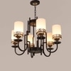 Eliante White Glass Chandelier, 6 Light, Mild Steel And Glass, Modern Hanging Ceiling Fixture