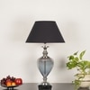 Hinton Blue  Glass And Nickel Finish Metal Table Lamp With Black Cotton Shade