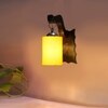 Devansh Solid Wood Electric Wall Light in Brown Colour with Yellow Shade Count of 1 Light