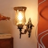 Devansh Metal Electric Wall Light in Antique gold Colour with Lavender Shade Count of 1 Light