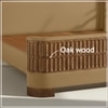 Heritage Cane Upholstered Queen Size Bed in Linen With Oak wood Frame