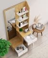 Hexa Red Wooden Dressing Table in Giant Wood and Frosty White Colour