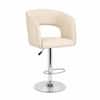 Doe Buck Adjustable Upholstered Bar Stool in Beige Colour with Chrome Base
