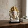 Devotional Radiant Glory Ganesha Statue in White and Gold Colour