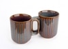 Brown Aqua Drizzle Rustic Glazed Mug Set