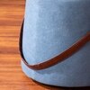 Hoist Collection Light Blue Pouf With Faux Leather Strap