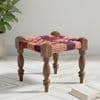 Riaza Sheesham Wood Maachi Stool in Assorted Multi-Colour Chindi Rope Canning