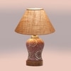 Devansh Conical Beige Jute Shade Lamp With Wood & Mosaic Glass Base For Decoration/Office/Home/Gifting/Study For Decoration/Office/Home/Gifting/Study -(10X10X14.5) Inches -A
