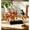 Desert Art Handmade Metal Bullock Cart Clock Decorative Showpiece