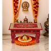 Desert Art Wooden Handpainted Pooja Chowki 12 x 12 Inch