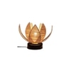 Roger Beige Bamboo Shade Table Lamp with Black Iron Base