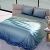 Stoa Paris Satin Bedsheets for Super King Size Bed with 2 Pillow Covers heets for Blue Green
