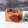 Inseparables Teak Wood Cutlery Holder Gold