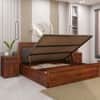 Vrinda Solid Wood King  Size Bed With Hydraulic Storage (Honey Oak Finish)