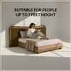 Elowen Softline Queen Size Bed in velvet With Oak wood Frame & Hydraulic Storage