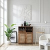Glenmoor Solid Wood Bar Cabinet in Rustic Teak Finish