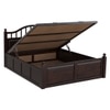 Syan Solid Wood King  Size Bed With Hydraulic Storage (Walnut Finish)