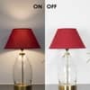 ELVORA Diamond Cut Clear Glass Table Lamp with Brass Base Maroon Shade