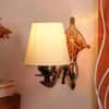 Devansh Metal Electric Wall Light in Antique Gold Colour with off-white Shade Count of 1 Light