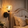 Eliante Modern Wall Lights Mild Steel & Glass Material Glossy Black & Clear Crystals Finish