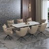 Aeris Ceramic 6 to 8 Seater Extendable Dining Table With Set of 3  Beck Dining Chair