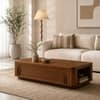 Norwood Sheesham Wood Layered Arch Coffee Table in Walnut Finish