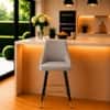 Doe Buck Upholstered Counter Height Bar Stool in Grey Colour with Gold Accents