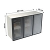 Aluminium Black Profile 3 Fluted Glass Handless Shutters Wall Cabinet In Highland Pine Finish