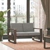 Moreno Two Seater Solid Wood Sofa In Danish Walnut Finish with Flint Grey Futon Colour