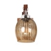 Devansh Solid Wood Electric Wall Light in Brown Colour with Lavender Shade Count of 1 Light