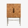 Arrow Solid Wood Bar Unit in Gold Colour