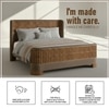 Heritage Cane Upholstered Queen Size Bed in Linen With Oak wood Frame