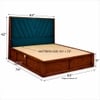 Vedanch Solid Wood Queen Size Upholstered Bed With Box Storage (Provincial Teak Finish, Teal Colour)