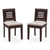 Capra Solid Wood Dining Chair in Mahogany Finish & Wheat Brown Colour - Set of 2