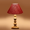 Devansh Maroon Jute Table Lamp With G Wood Natural Base (10X10X16) Inches)-36