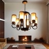 Eliante Golden Chandelier, 6 Lights, Mild Steel And Glass, Elegant Modern Ceiling Light Fixture