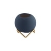 Blue Coloured Ceramic Vase with Golden Stand