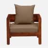 Rangrez Solid Wood 1 Seater Sofa in Honey Oak Finish in Brown Colour