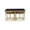 Benton Nesting Black Glass Coffee Table Set With 4 Stools In Gold Finish