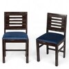 Rosslyn Sheesham Wood Set of 2 Dining Chairs in Mahogany Finish & Navy Blue Velvet Cushion Seat