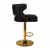 Doe Buck Verona Faux Leather Adjustable Bar Stool in Black Colour with Gold Base