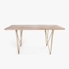Art Deco Solid Wood 6 Seater Dining Table in Natural & Brass Finish