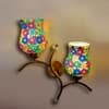 Devansh Metal Electric Wall Light in Gold Colour with Multi Shade Count of 2 Lights
