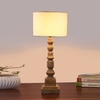 Devansh Off White Cotton Table Lamp With  Wood Natural Base  (7X7X21.25 Inches)-2