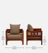 Rangrez Sheesham Wood 1 Seater Sofa in Honey Oak Finish with Beige Cushion